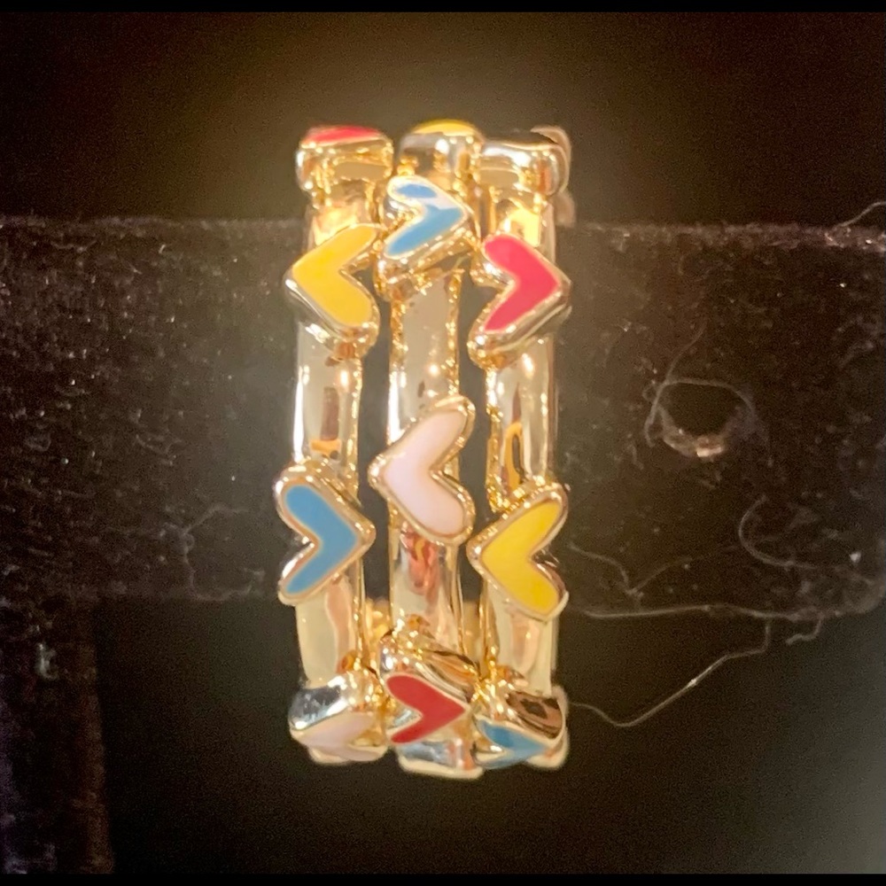 Kendra Scott Haven Heart Stackable 3 Rings Multicolor New
